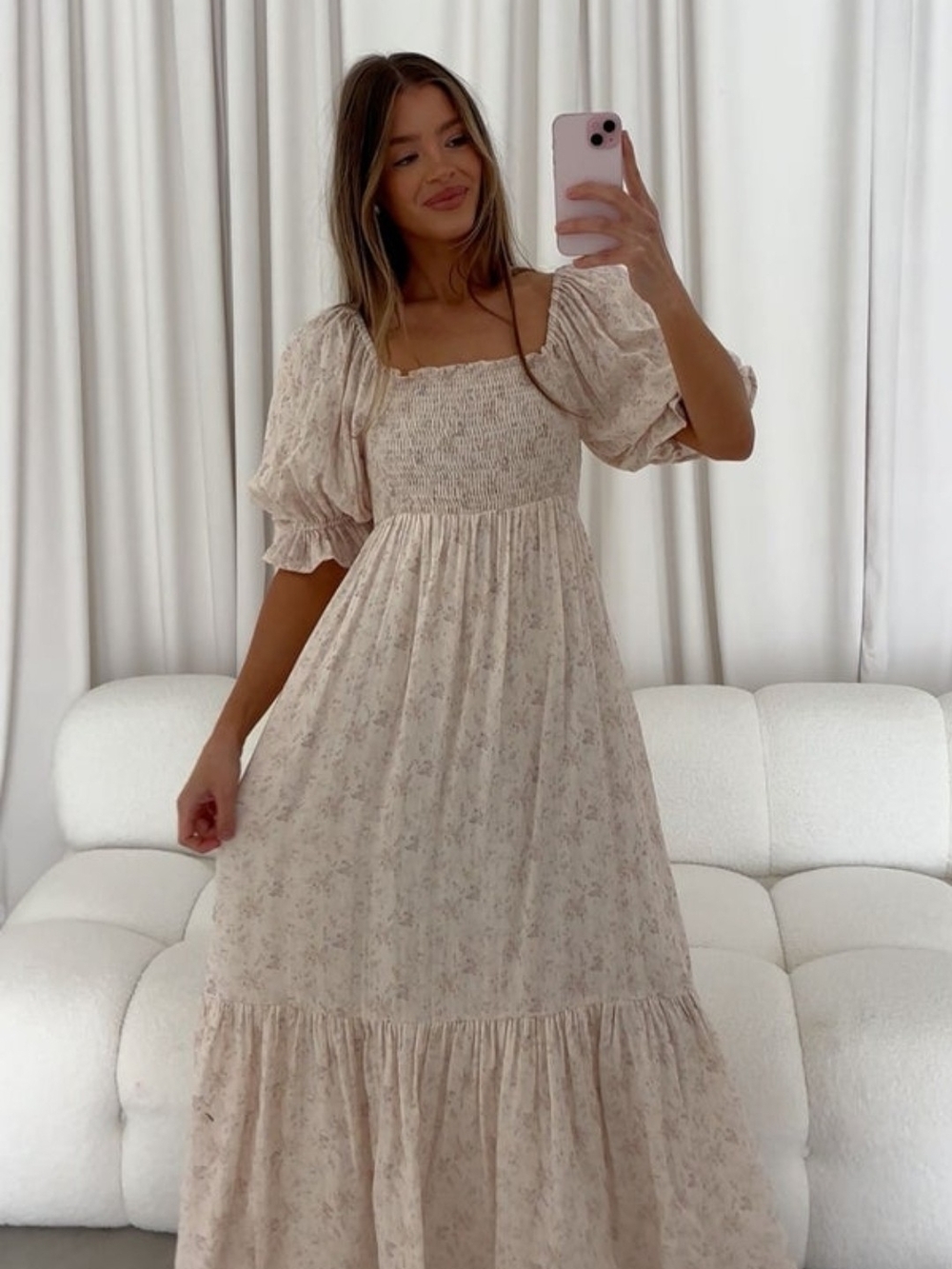 Worth Collective Livvy 100% Cotton Maxi Dress in Pink - Bump Friendly